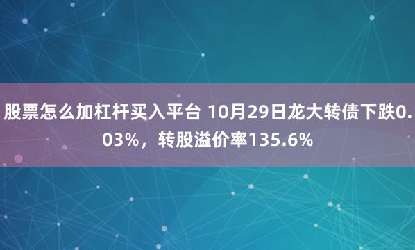 股票怎么加杠杆买入平台 10月29日龙大转债下跌0.03%,转股溢价率135.6%